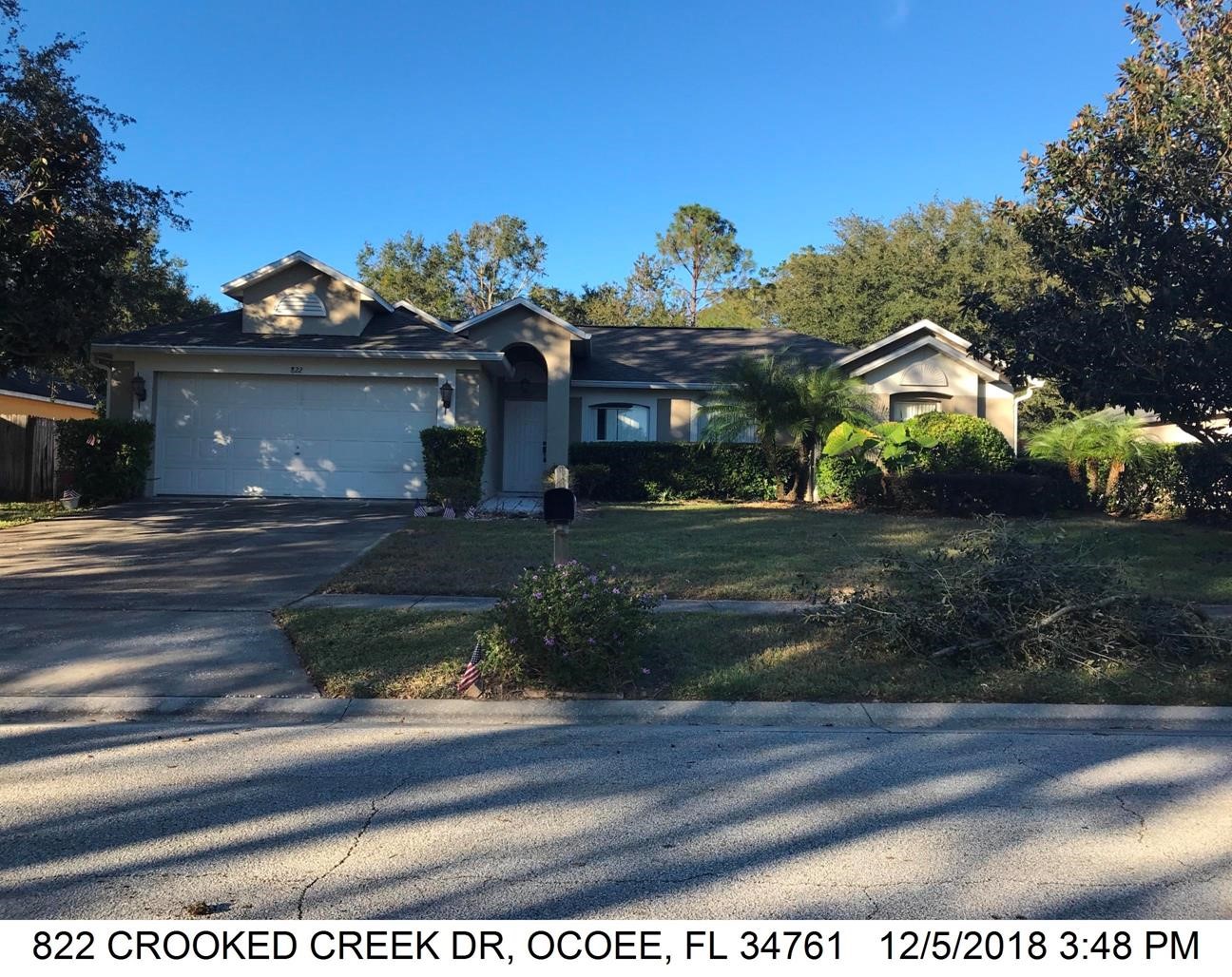 3-bed single family at 822 CROOKED CREEK DR, Orange County FL — foreclosure auction